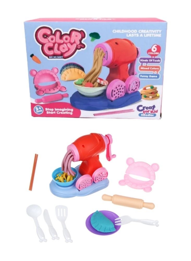 Premium Kids Color Clay Noodle Machine Playset – Creative Dough Extruder Cooking Toy Set - Image 1